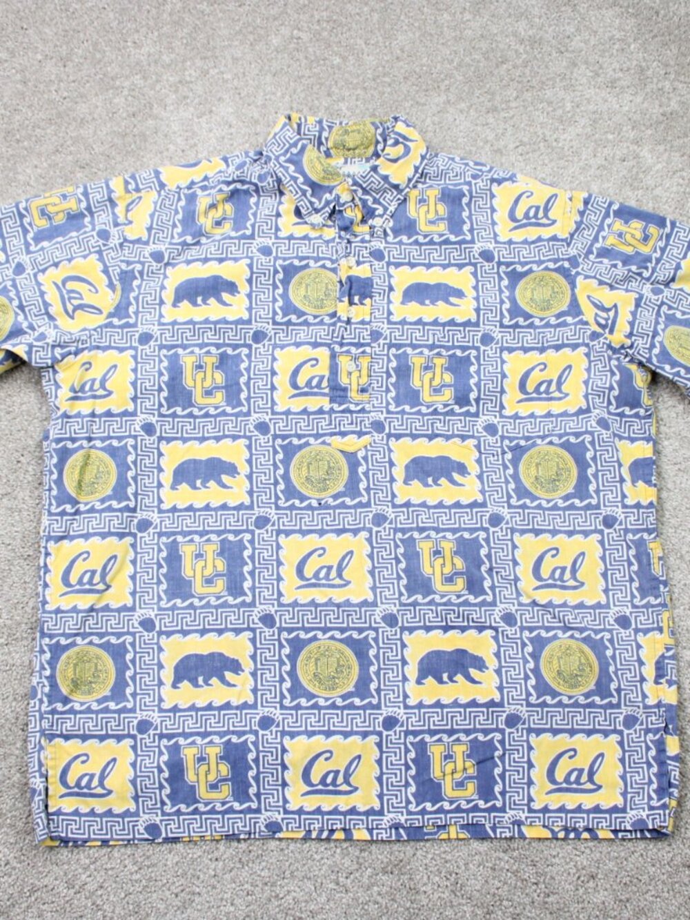 Reyn Spooner California Bears Polo Shirt Mens Medium Blue Reverse Print S/S